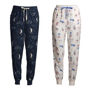Set of 2 Secret Treasures Flannel Pajama Bottom Joggers